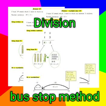 Bus Stop Method Long Division Worksheet (teacher made) .